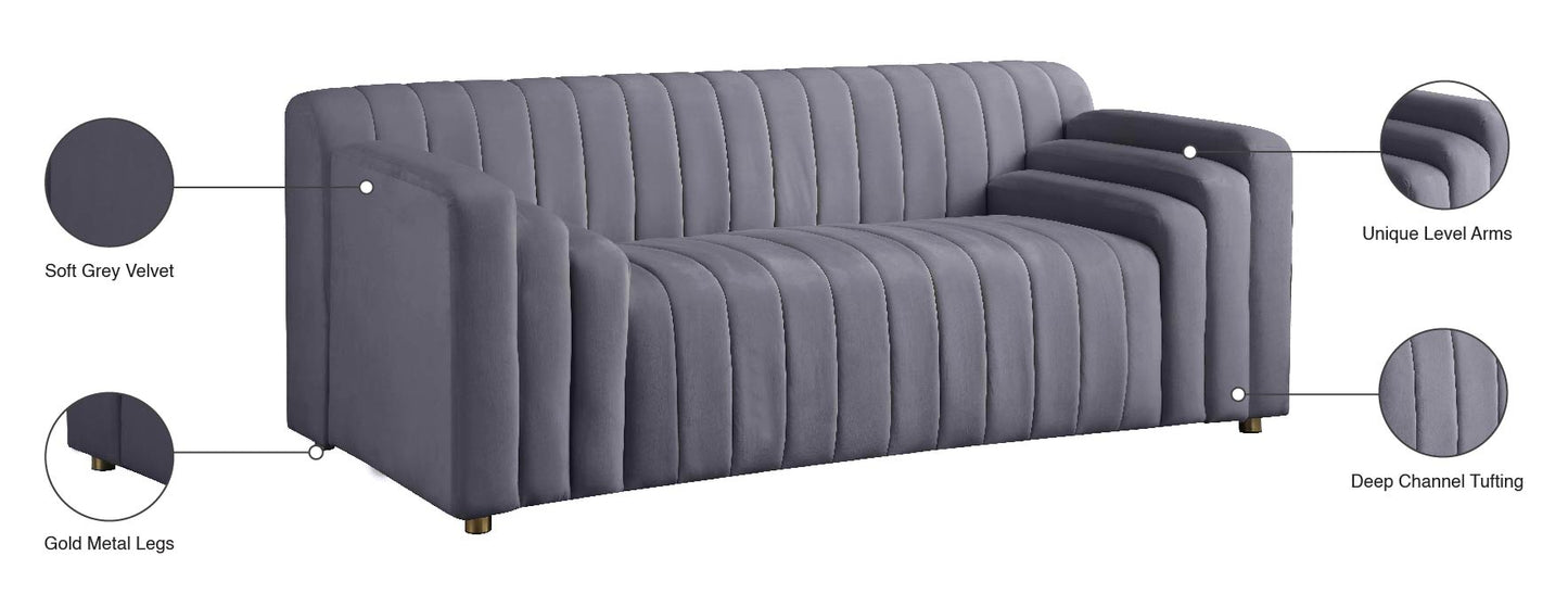 elly grey velvet loveseat l