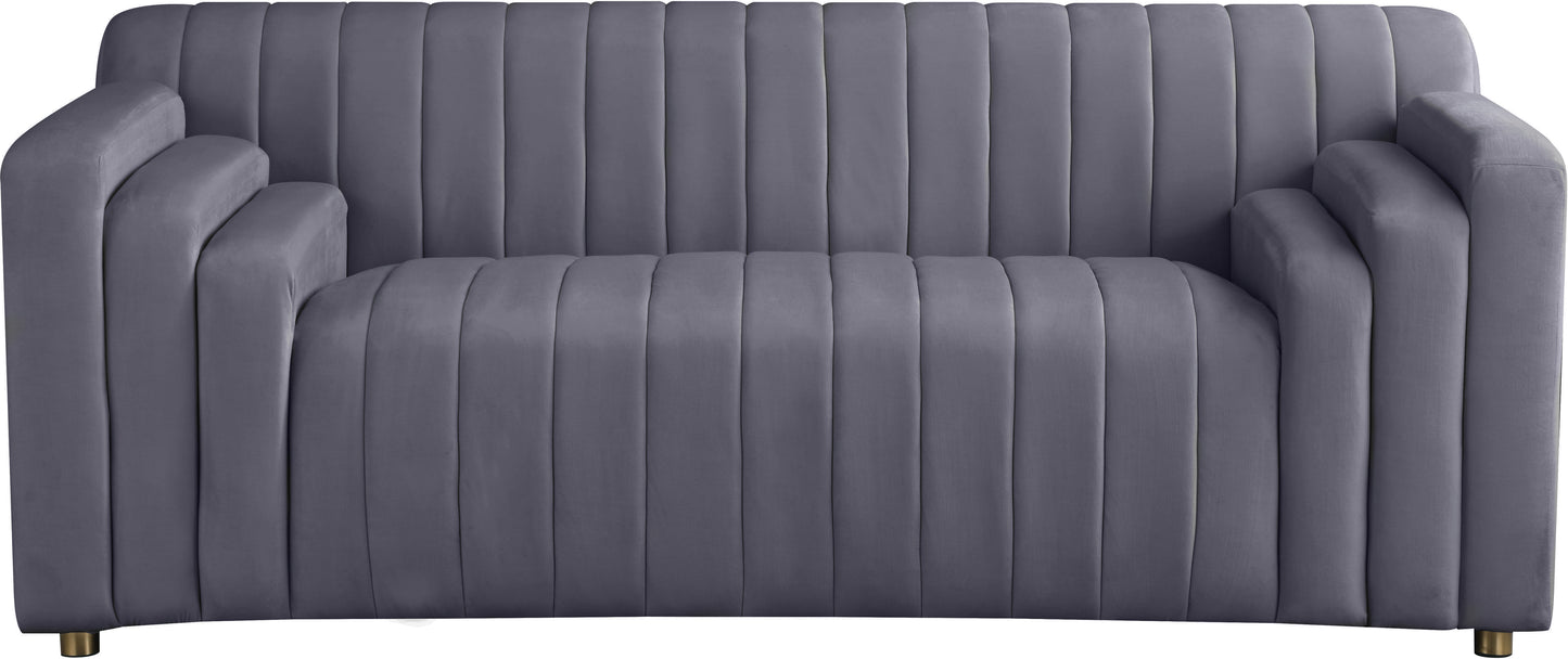 elly grey velvet loveseat l