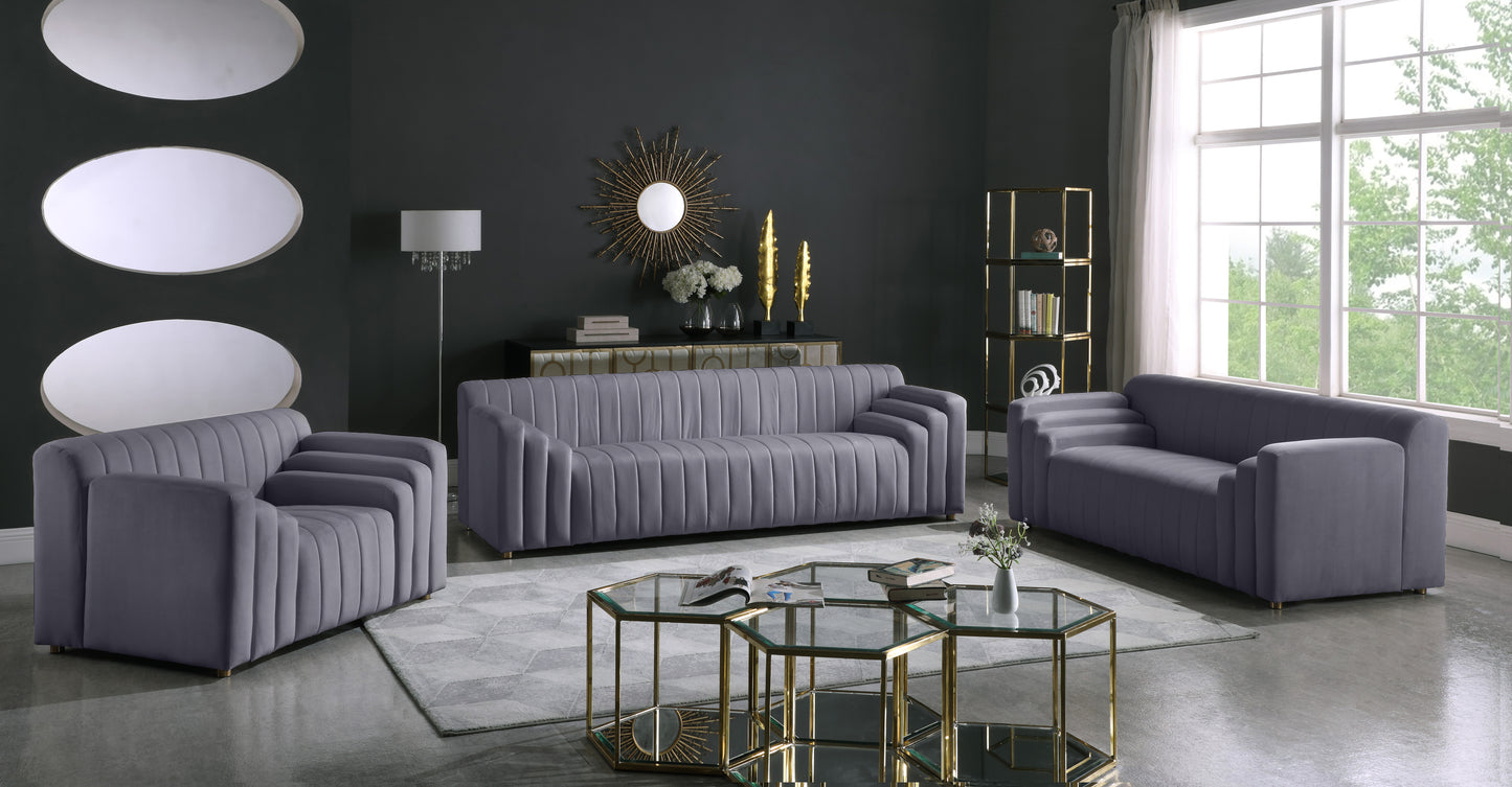 elly grey velvet loveseat l