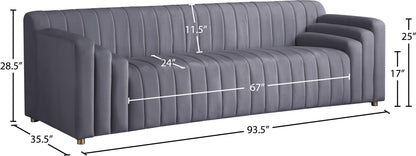 Elly Grey Velvet Sofa S