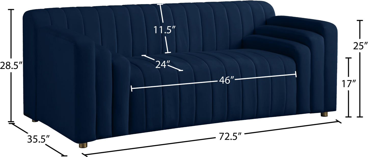 elly navy velvet loveseat l