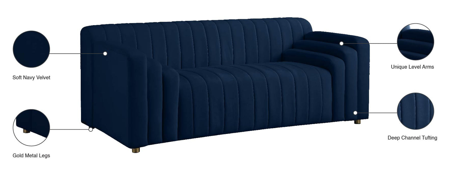 elly navy velvet loveseat l