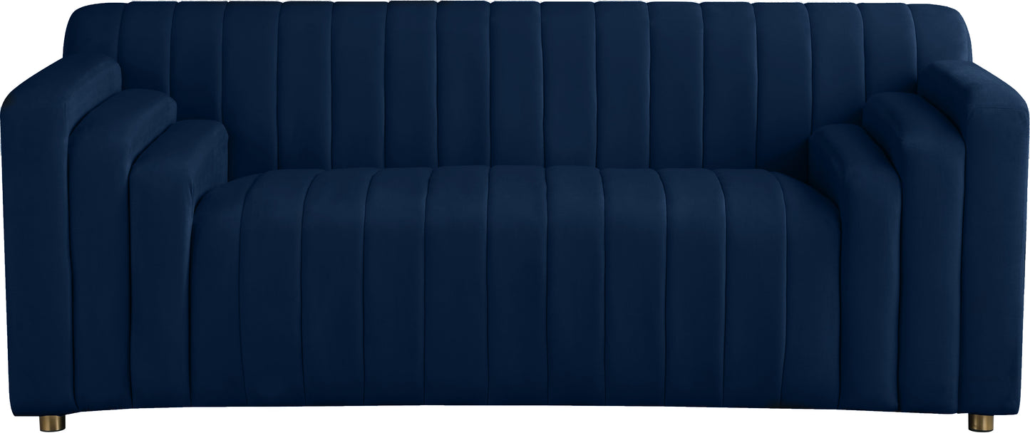 elly navy velvet loveseat l