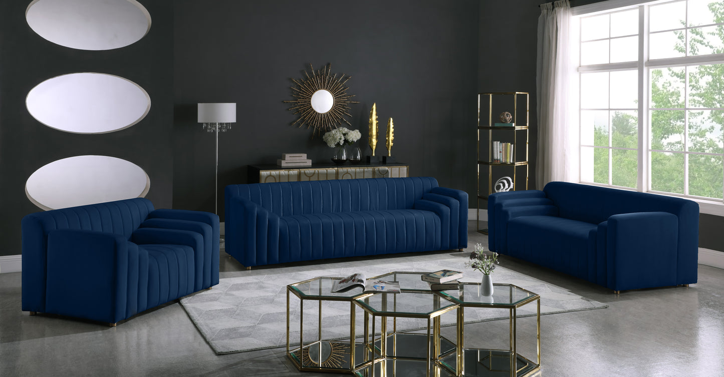 elly navy velvet loveseat l