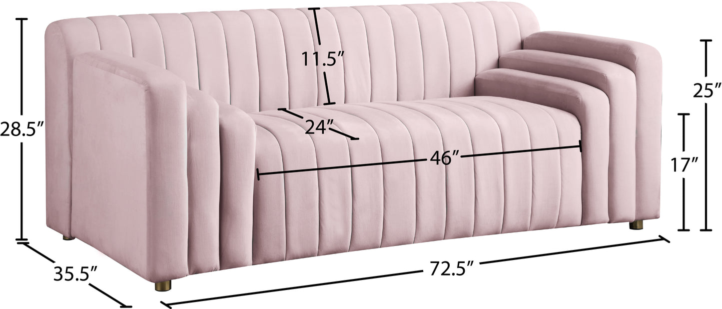 elly pink velvet loveseat l