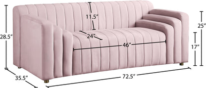 Elly Pink Velvet Loveseat L