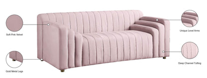 Elly Pink Velvet Loveseat L