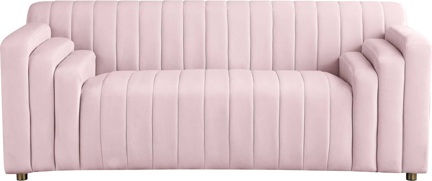 elly pink velvet loveseat l