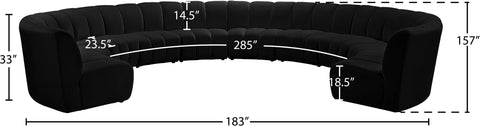 Calais Black Velvet 10pc. Modular Sectional PC