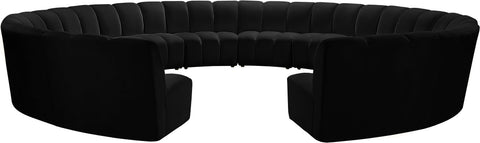 Calais Black Velvet 12pc. Modular Sectional PC