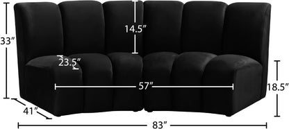 Calais Black Velvet 2pc. Modular Sectional PC