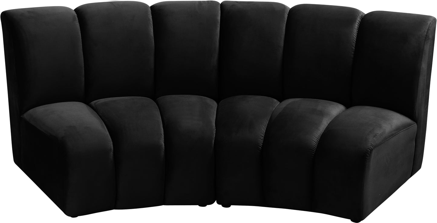 calais black velvet 2pc. modular sectional pc