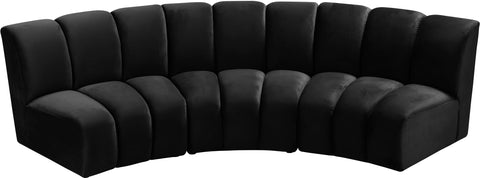 Calais Black Velvet 3pc. Modular Sectional PC