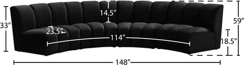 Calais Black Velvet 4pc. Modular Sectional PC