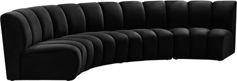 Calais Black Velvet 4pc. Modular Sectional PC