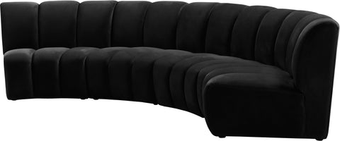 Calais Black Velvet 4pc. Modular Sectional PC