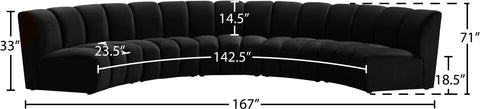 Calais Black Velvet 5pc. Modular Sectional PC