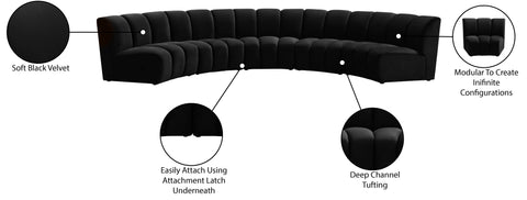 Calais Black Velvet 5pc. Modular Sectional PC