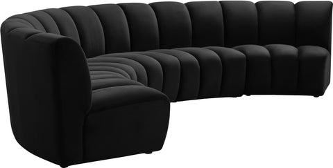 Calais Black Velvet 5pc. Modular Sectional PC