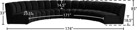 Calais Black Velvet 6pc. Modular Sectional PC