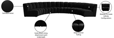 Calais Black Velvet 6pc. Modular Sectional PC