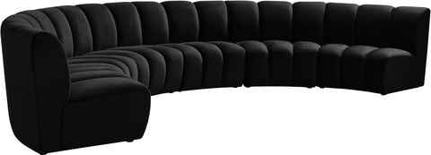 Calais Black Velvet 6pc. Modular Sectional PC