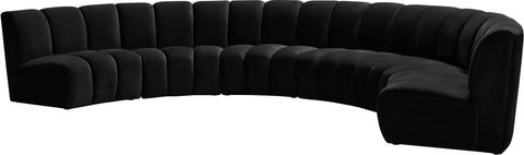 Calais Black Velvet 6pc. Modular Sectional PC