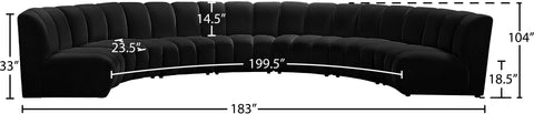 Calais Black Velvet 7pc. Modular Sectional PC