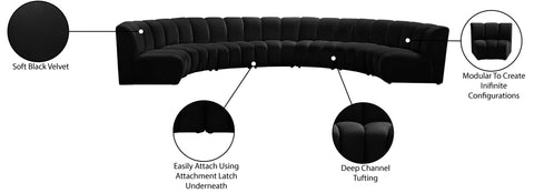 Calais Black Velvet 7pc. Modular Sectional PC