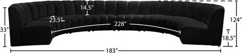 Calais Black Velvet 8pc. Modular Sectional PC