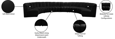 Calais Black Velvet 8pc. Modular Sectional PC