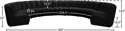 Calais Black Velvet 9pc. Modular Sectional PC