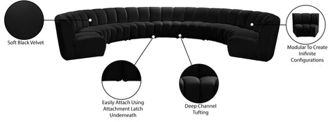 Calais Black Velvet 9pc. Modular Sectional PC