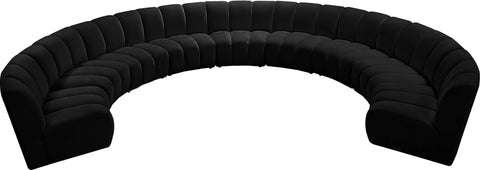 Calais Black Velvet 9pc. Modular Sectional PC
