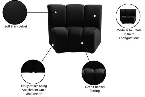 Calais Black Velvet Modular Chair C