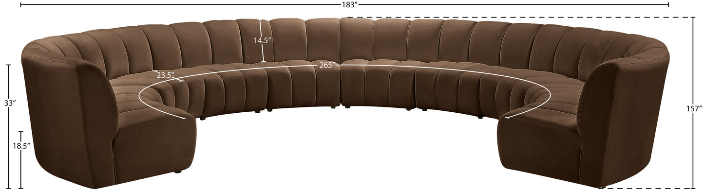 calvin brown velvet 10pc. modular sectional