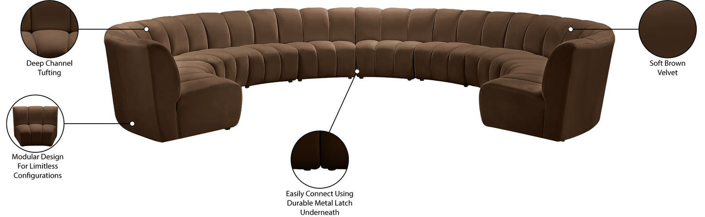 calvin brown velvet 10pc. modular sectional