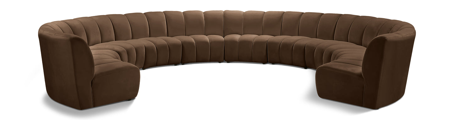 calvin brown velvet 10pc. modular sectional