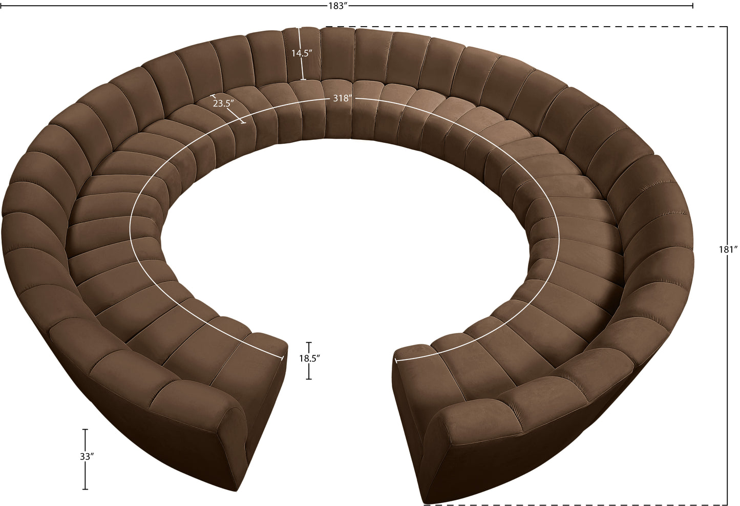 calvin brown velvet 12pc. modular sectional