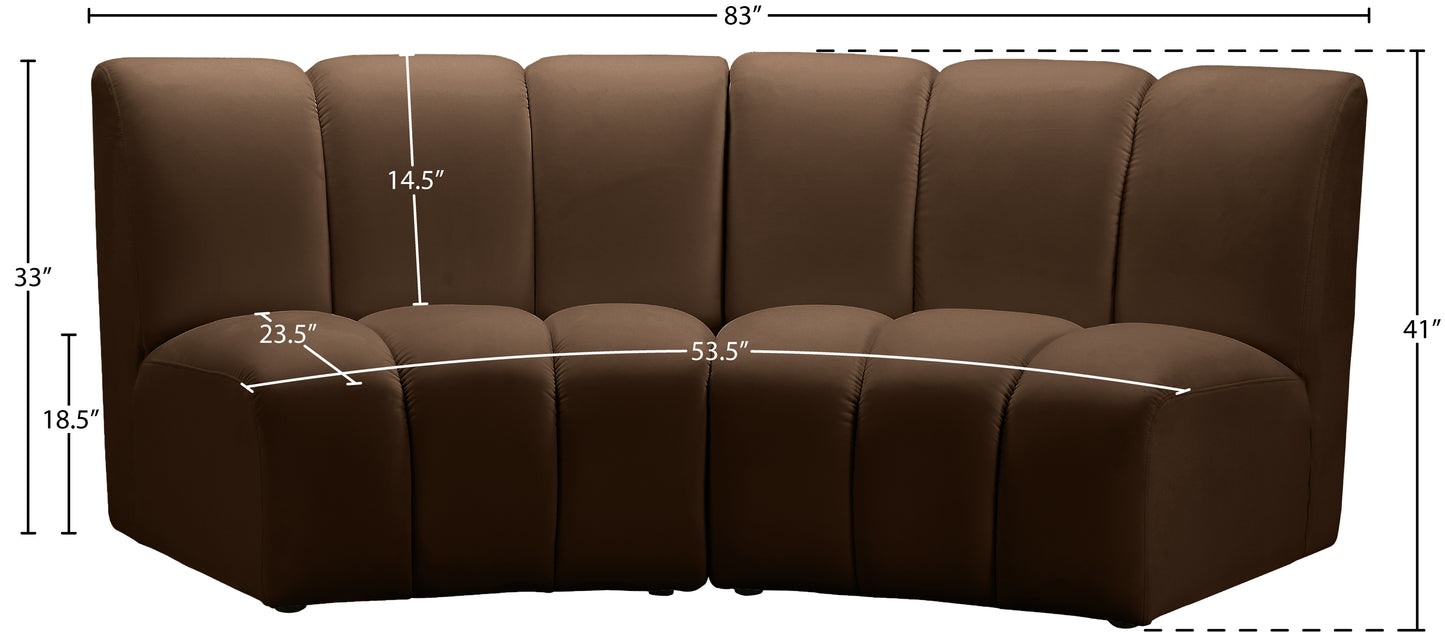 calvin brown velvet 2pc. modular sectional