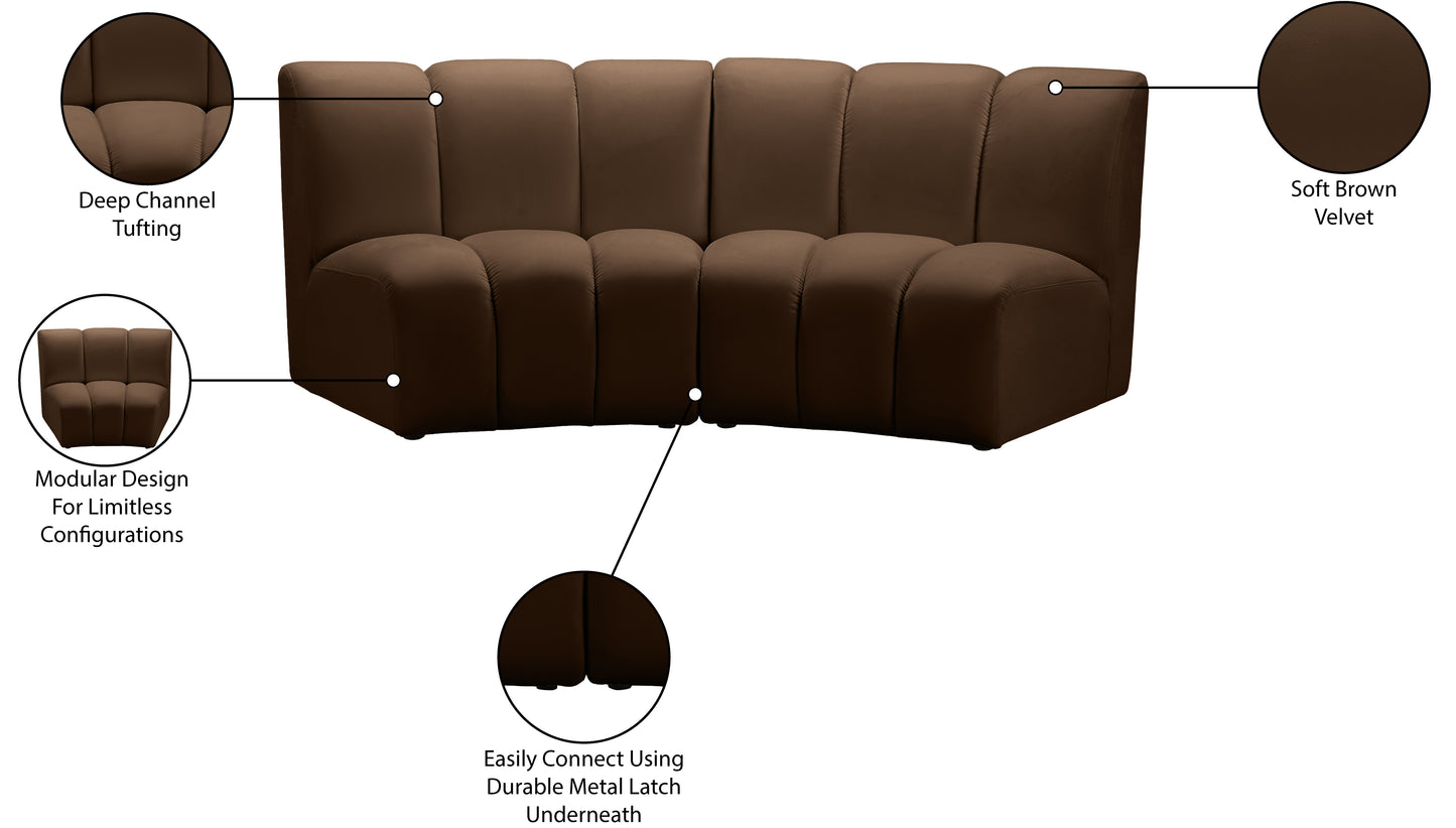 calvin brown velvet 2pc. modular sectional