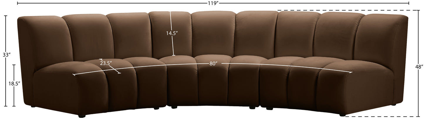 calvin brown velvet 3pc. modular sectional