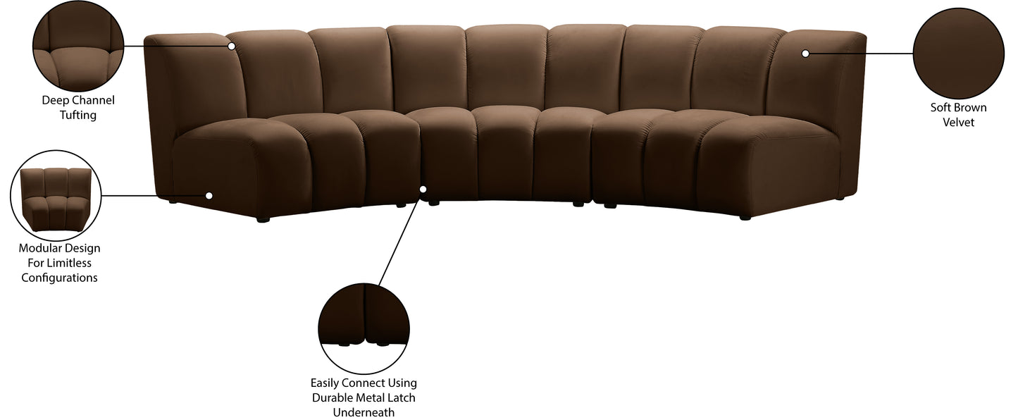 calvin brown velvet 3pc. modular sectional