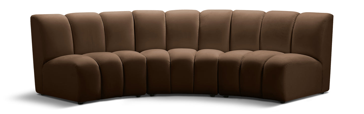 calvin brown velvet 3pc. modular sectional