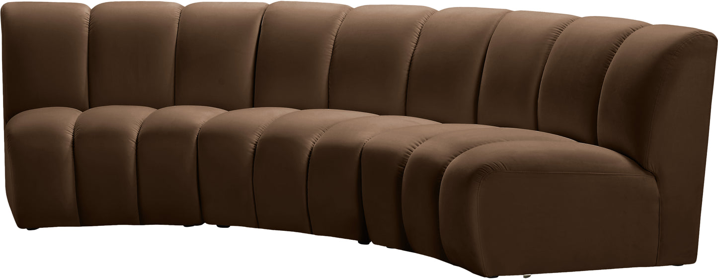 calvin brown velvet 3pc. modular sectional