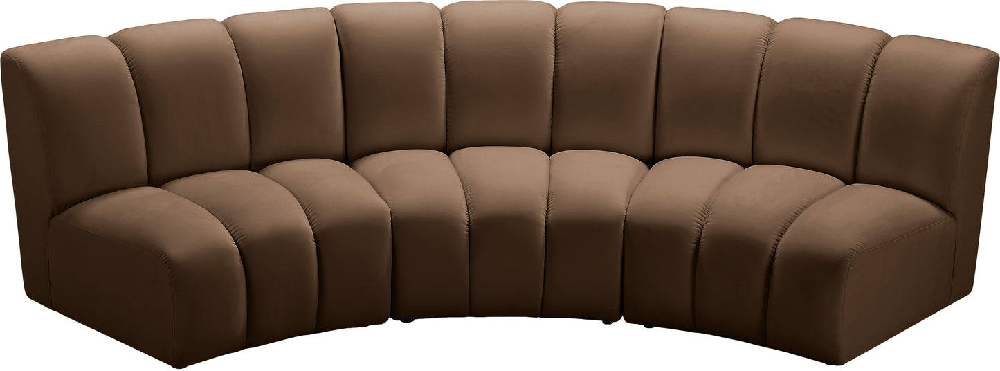 calvin brown velvet 3pc. modular sectional