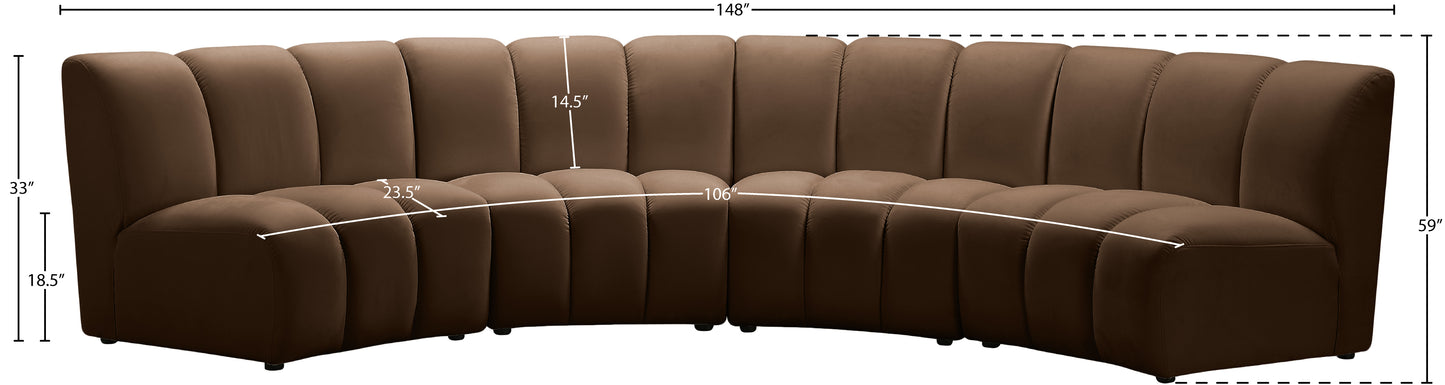 calvin brown velvet 4pc. modular sectional