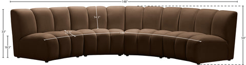 Calvin Brown Velvet 4pc. Modular Sectional