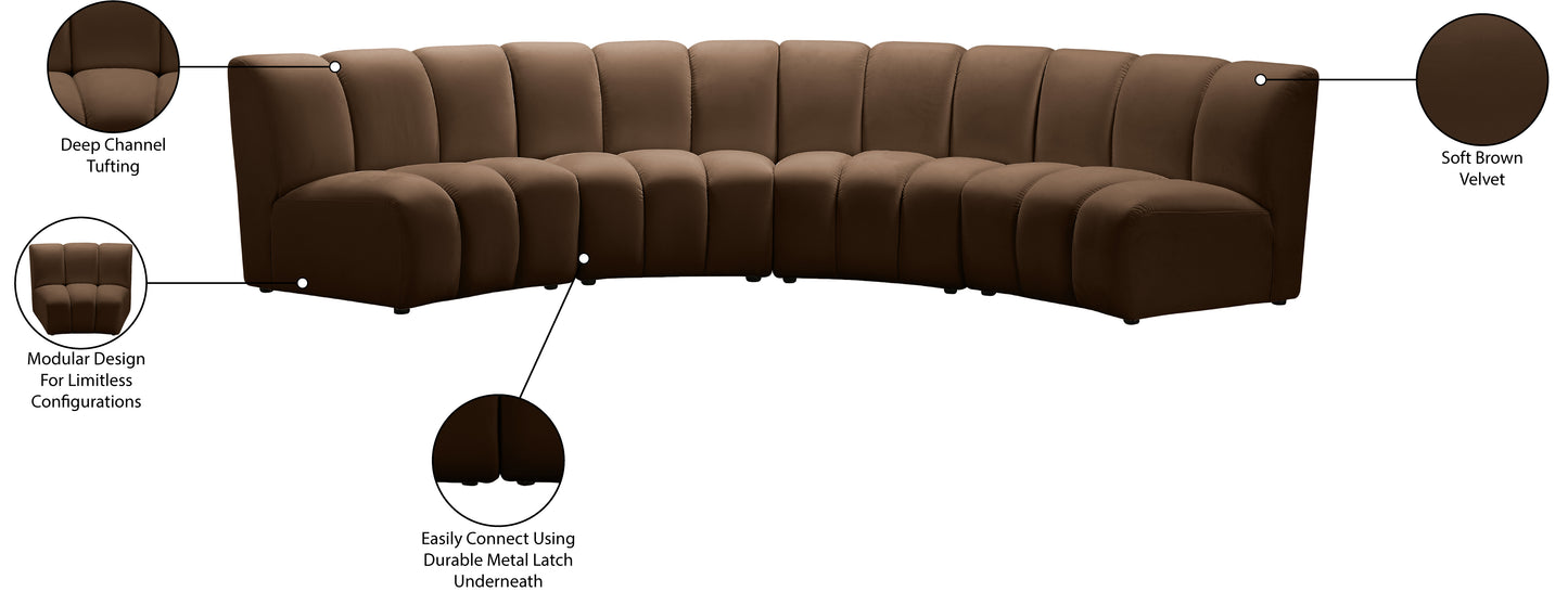 calvin brown velvet 4pc. modular sectional