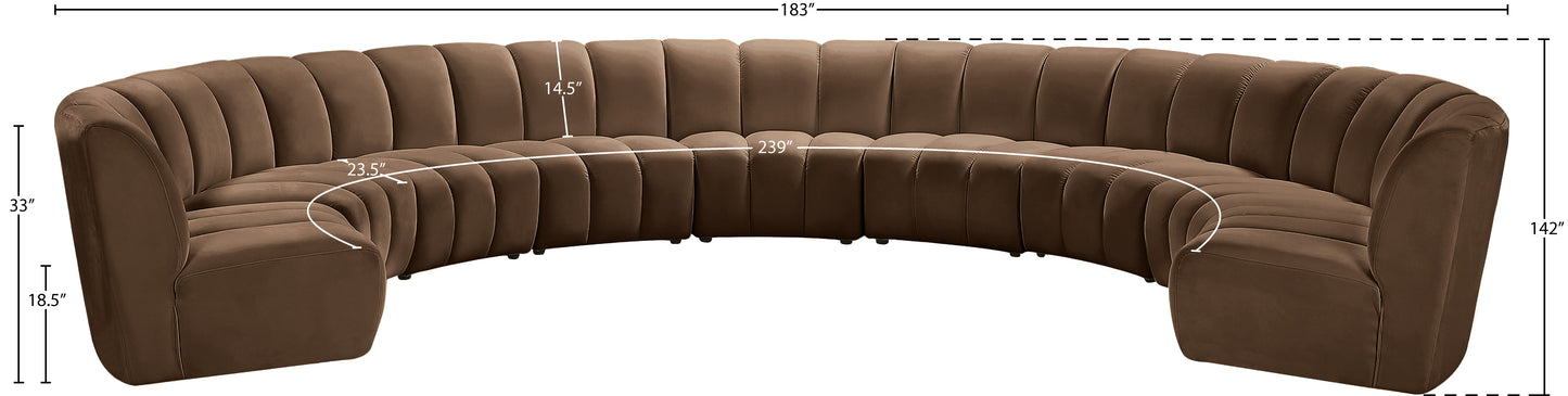 calvin brown velvet 9pc. modular sectional